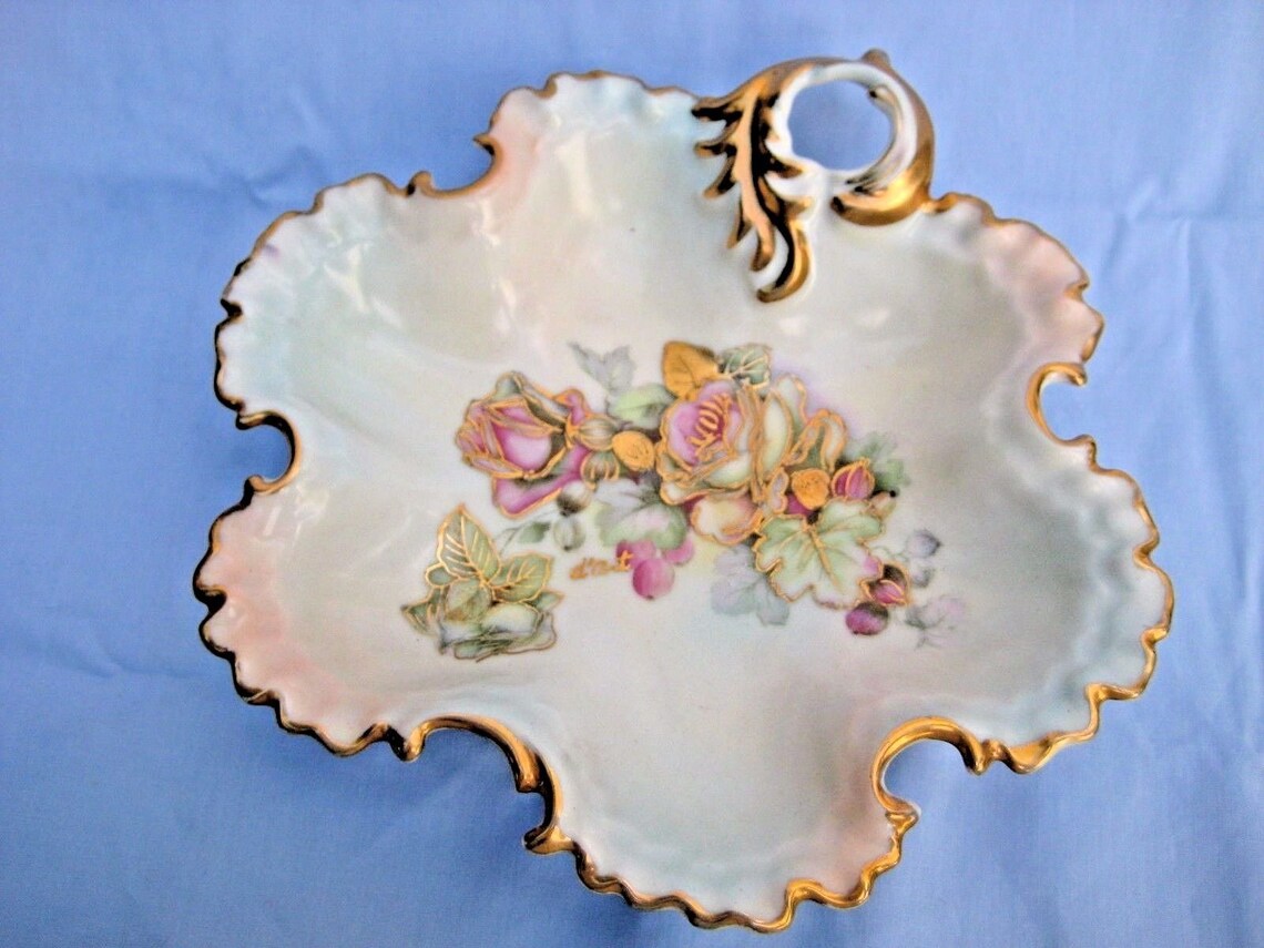 Limoges Signed D’art Dish Hand Painted Rose