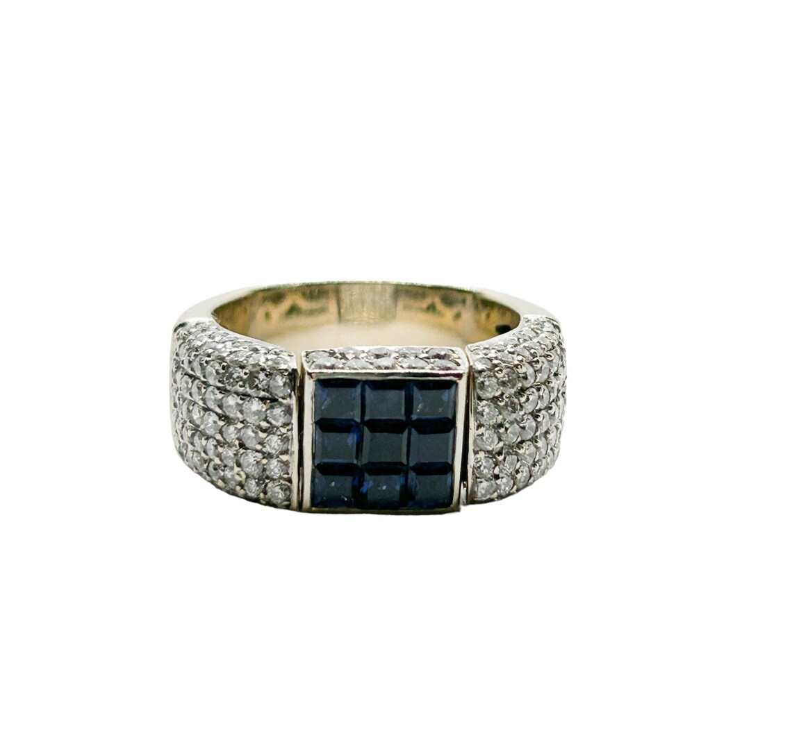 Diamond & Sapphire Flip Ring  Day Night  18k Yellow Gold Size 6