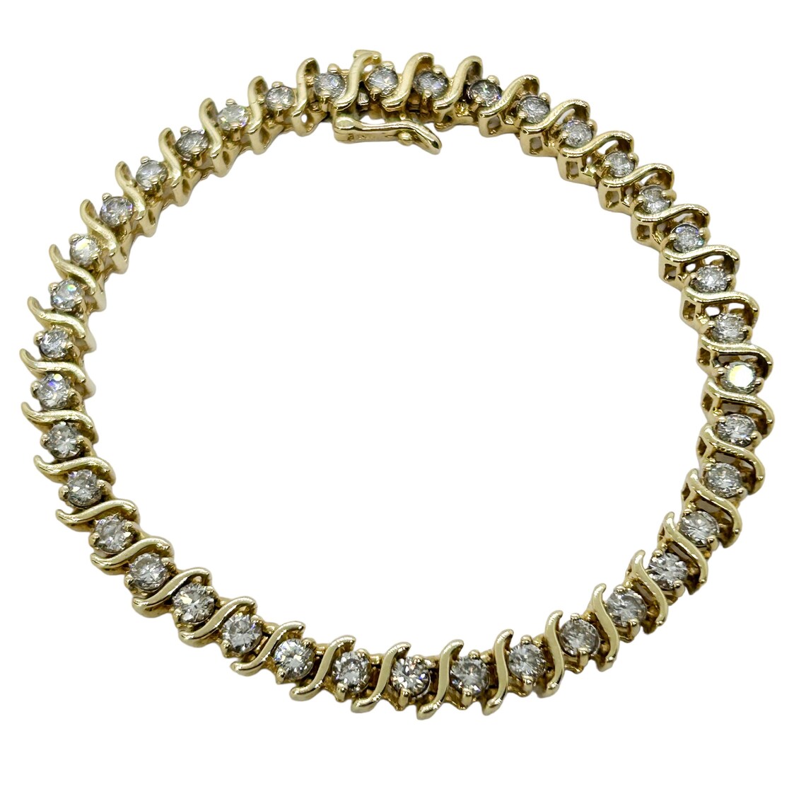 4 Carat Diamond Inline Tennis Bracelet 14k Yellow Gold