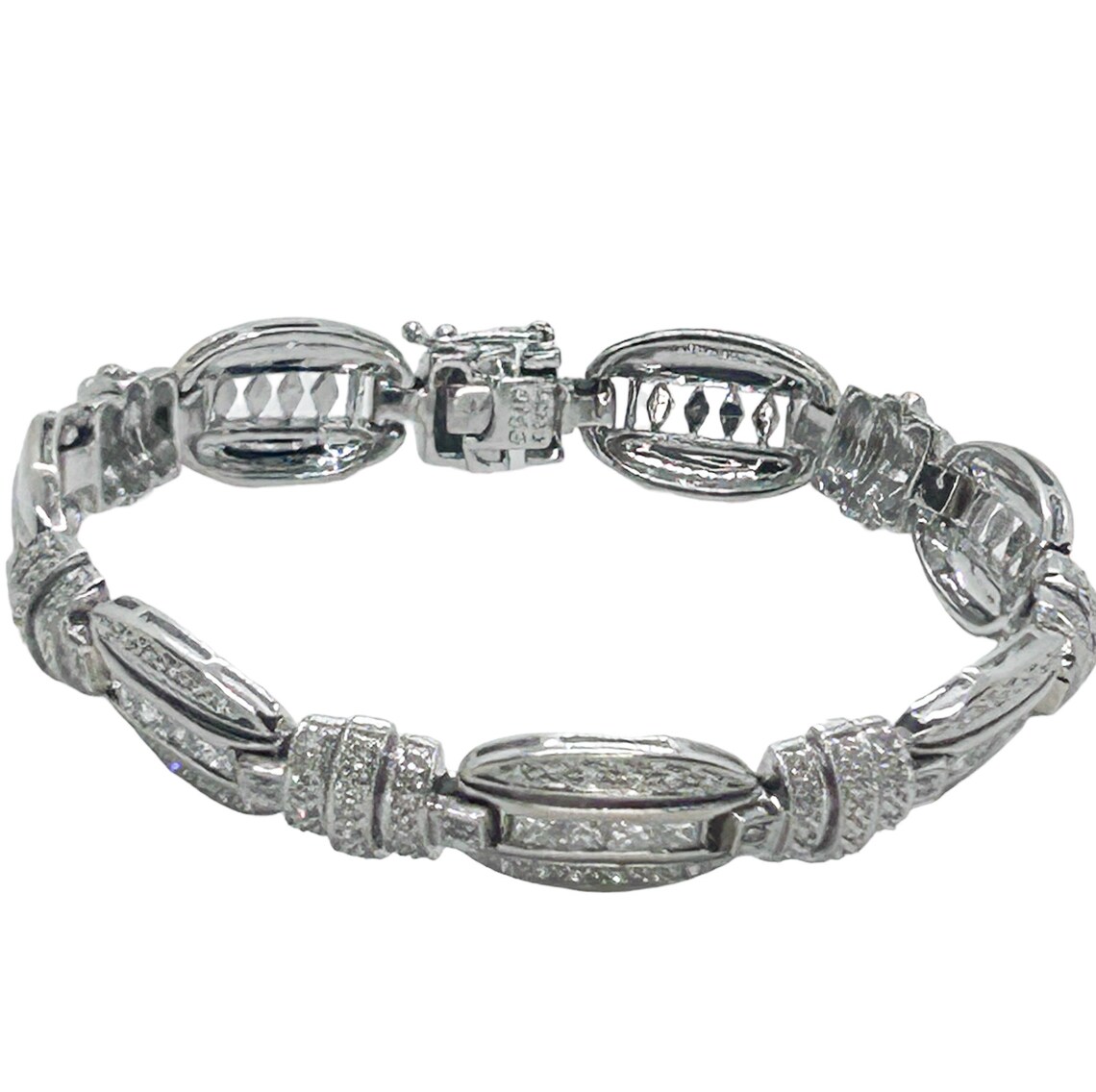 Diamond Bracelet 18k White Gold Square & Brilliant Cut