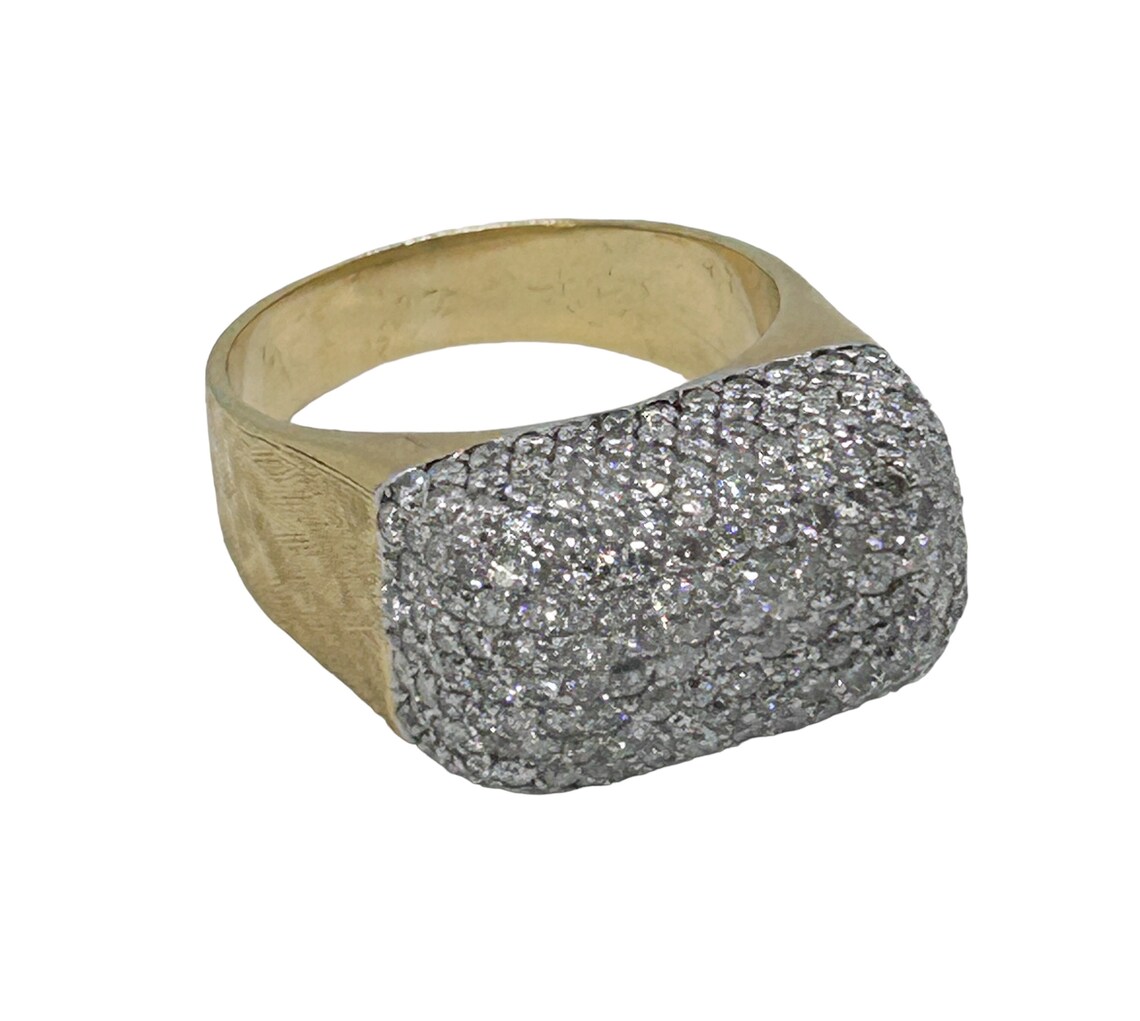 3.25 Carat Diamond Ring 18k Etched Yellow Gold Size 12 Unisex