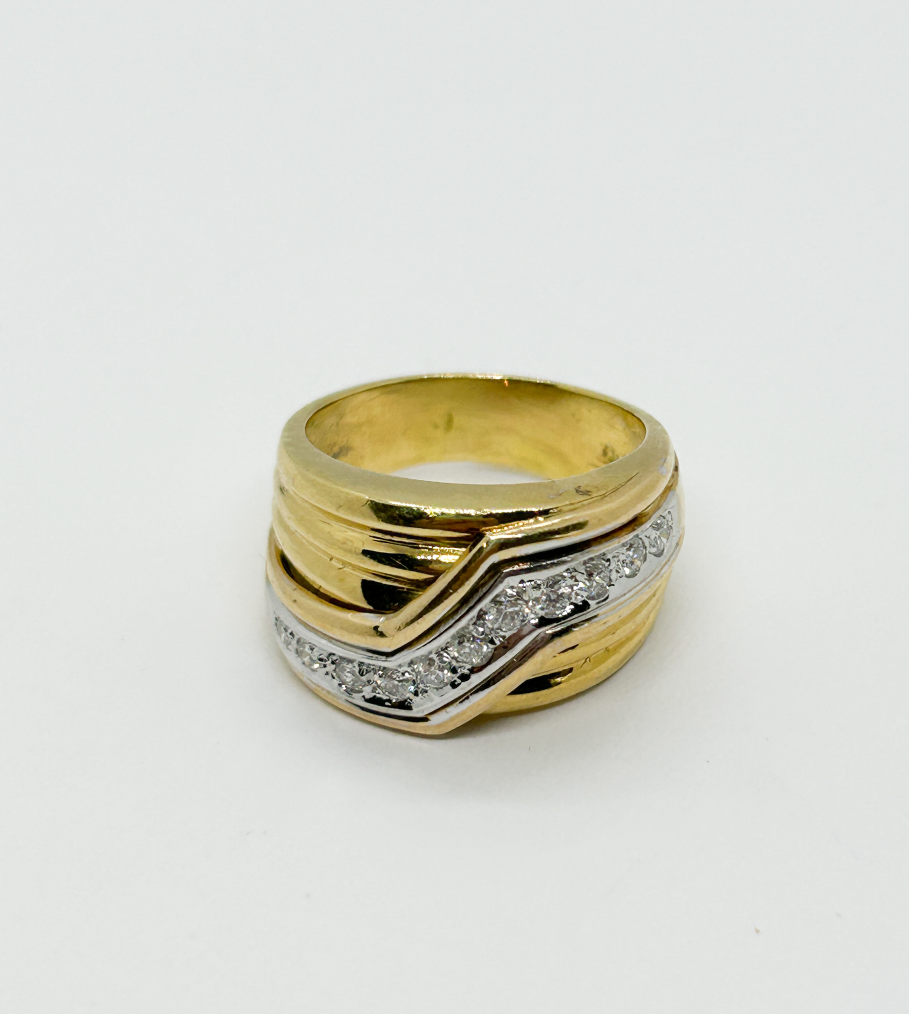 Diamond Band Ring 18k Yellow & White Gold Size 6.5